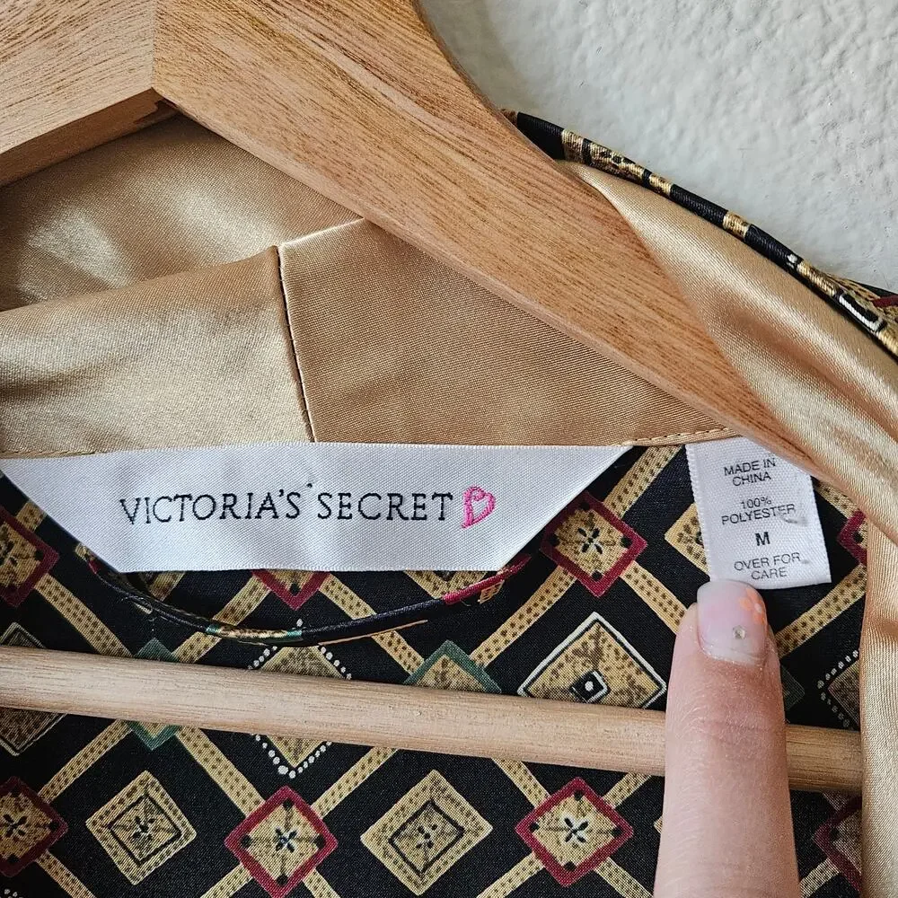 Vintage Victoria's Secret Robe Gold and Black Medium - Picture 4 of 13